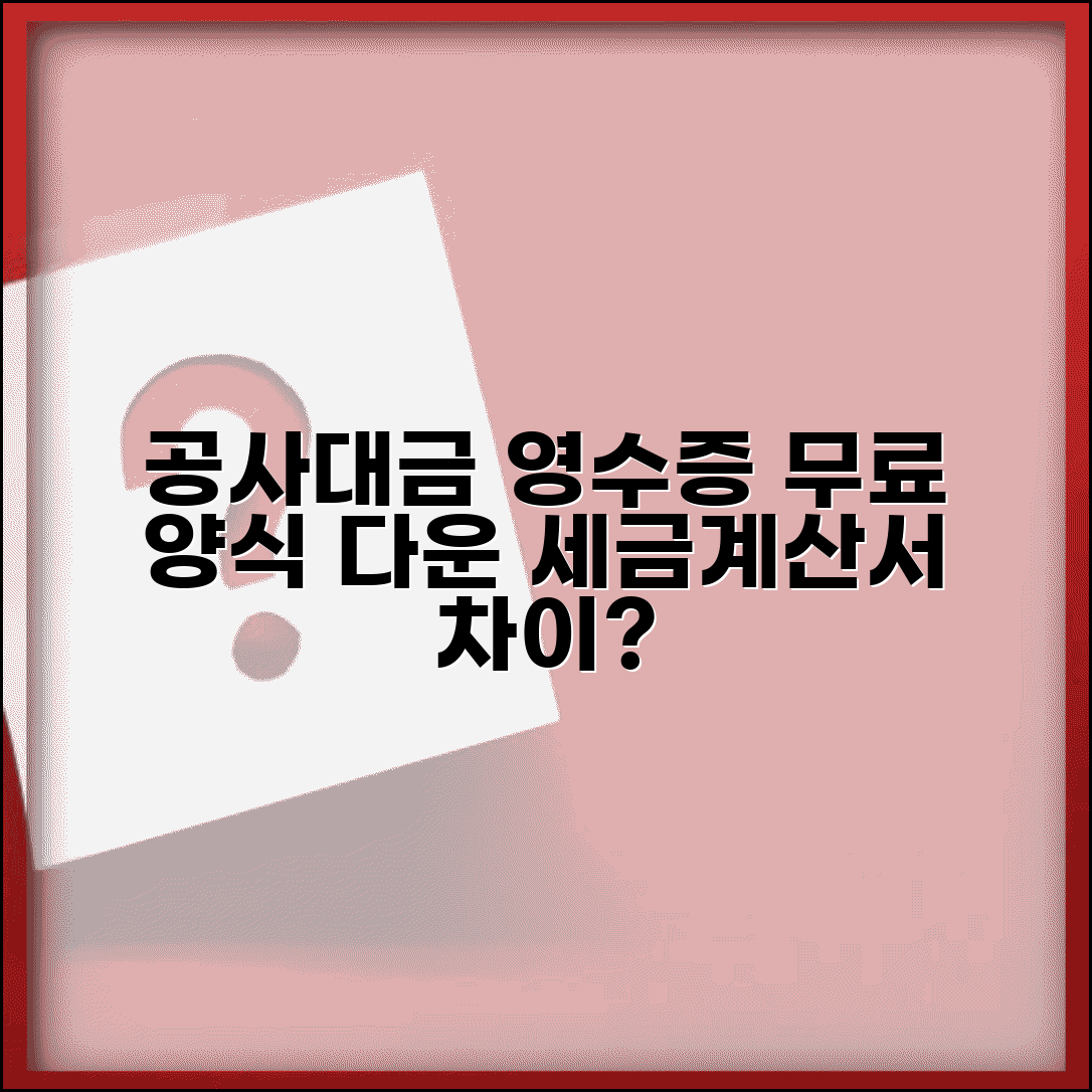 공사대금 영수증 양식 무료 다운로드 세금계산서 차이점