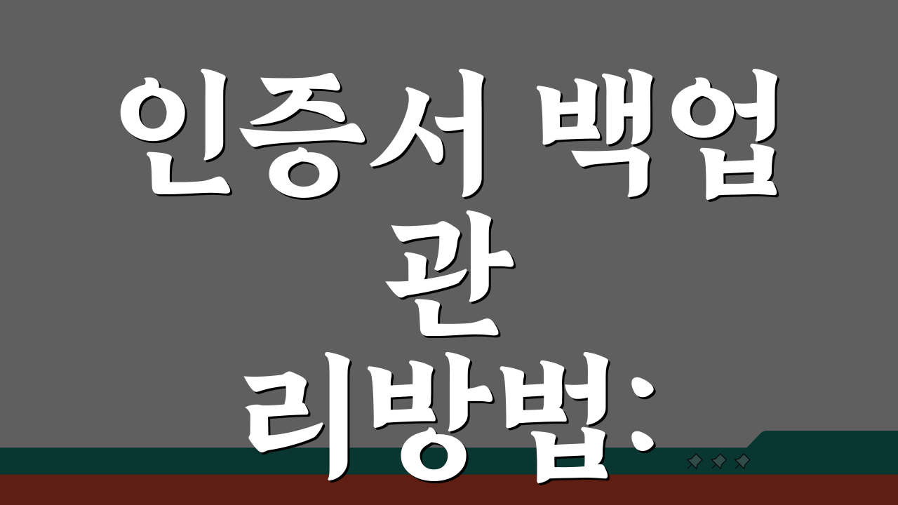 인증서 백업 관리방법: 정기백업부터 분실 대처까지 5단계 완벽 가이드